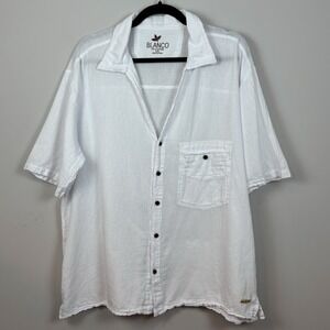 Blanco Men's White 100% Cotton‎ Gauzy Resortwear Shirt SZ XXL Travel Lightweight